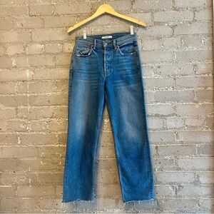 Grlfrnd Helena High-Rise Straight Crop in Groovy Situation - Size 25